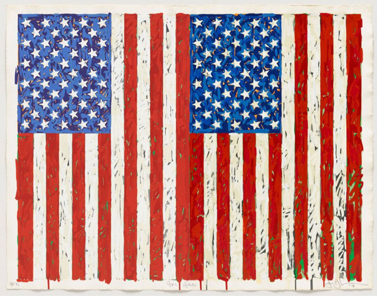 Iconic flags made by Jasper Johns in 1973 in the British