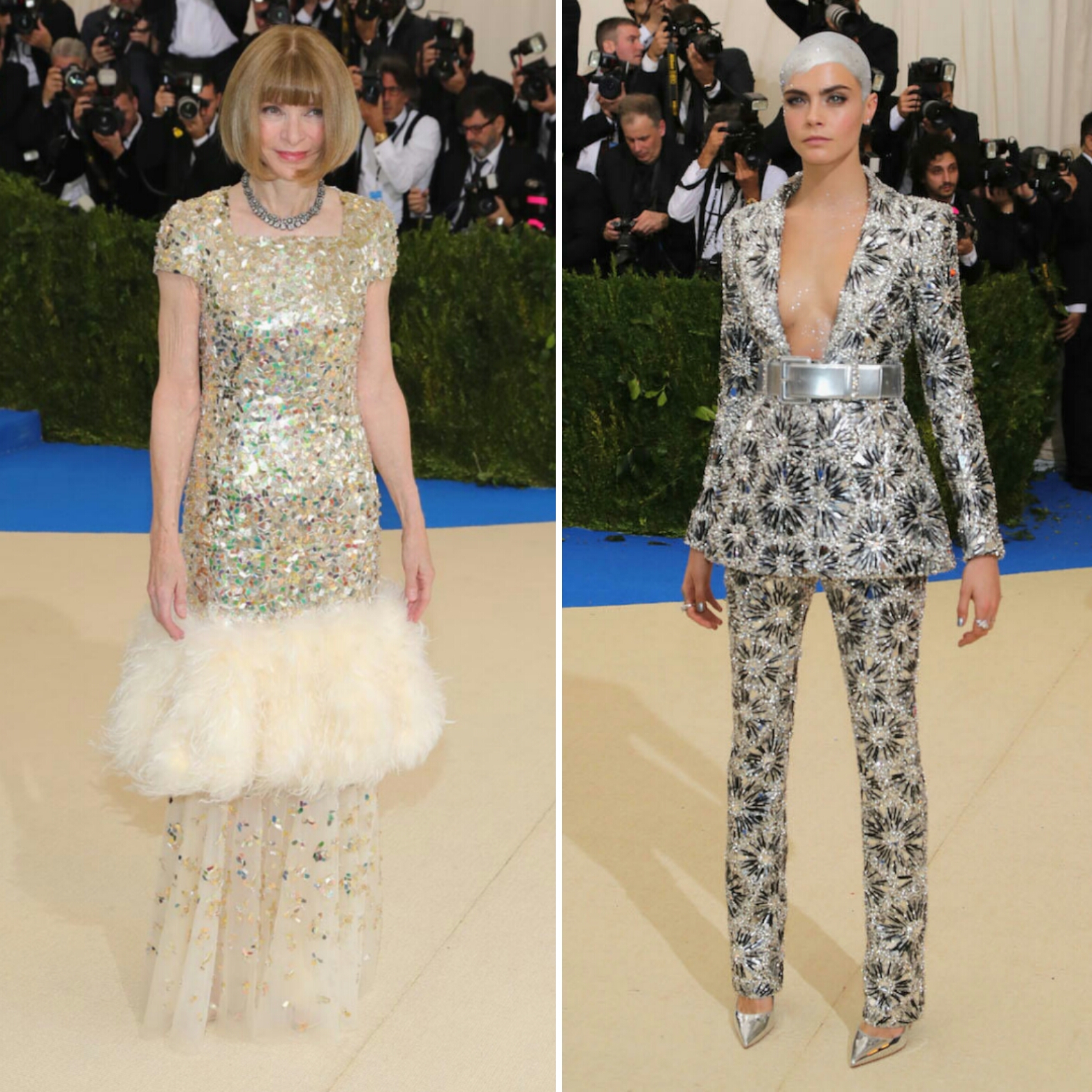 The host of the Met Gala, Anna Wintour, and Cara Delevinge dressed in Chanel